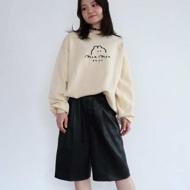 もくもくちゃん（MokMokchan）/MK514　チェーン刺繍ウサニットスウェット／ホワイト