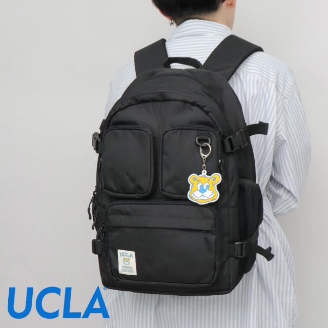 ユーシーエルエー（UCLA）/UCLA 大容量 多ポケット 2層式 ラウンドバックパック ジョー ラバーチャーム付き