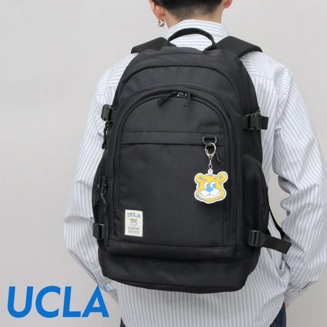 ユーシーエルエー（UCLA）/UCLA 大容量 メッシュポケット 2層式 ラウンドバックパック ジョー ラバーチャーム付き