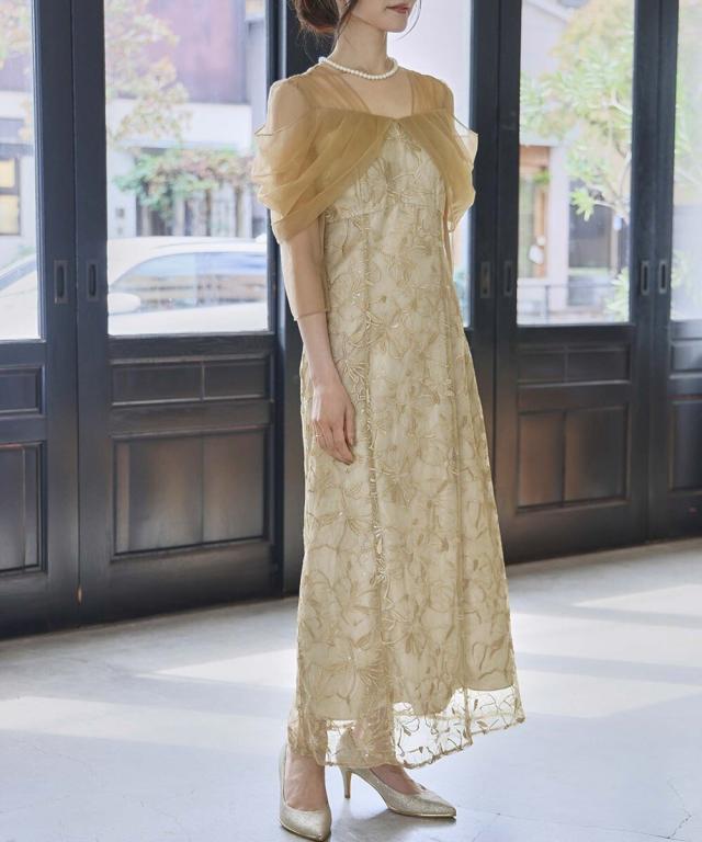 ガール（GIRL）/チュール ドレープ スパンコール ドレス 結婚式