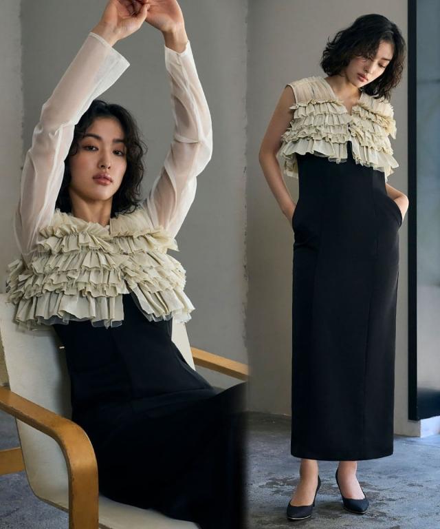 ガール（GIRL）/タフタチュールフリルベスト ブラウス ワンピース 3点セット結婚式ワンピースパーティードレス