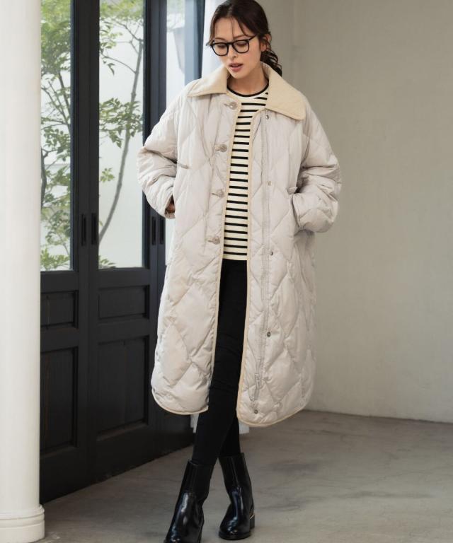 エルフランク（ELFRANK）/【高品質ダウン90％】2WAY ステンカラー キルティング ダウンコート ロングコート 冬