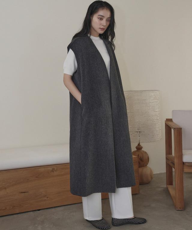 エルフランク（ELFRANK）/【ウール70％】オーバーシルエット Vネック ロングジレ_1