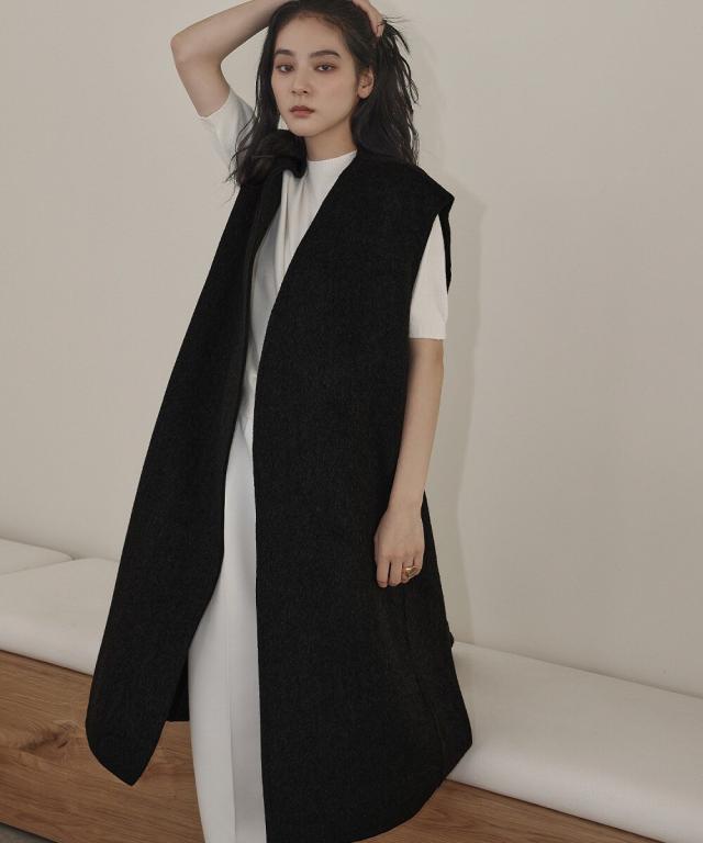 エルフランク（ELFRANK）/【ウール70％】オーバーシルエット Vネック ロングジレ_2