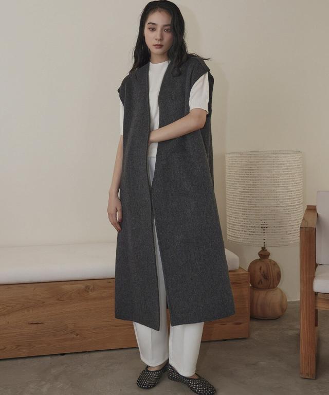 エルフランク（ELFRANK）/【ウール70％】オーバーシルエット Vネック ロングジレ_7