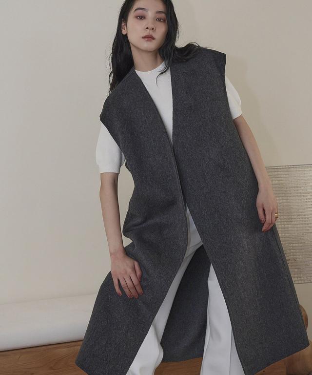 エルフランク（ELFRANK）/【ウール70％】オーバーシルエット Vネック ロングジレ_8