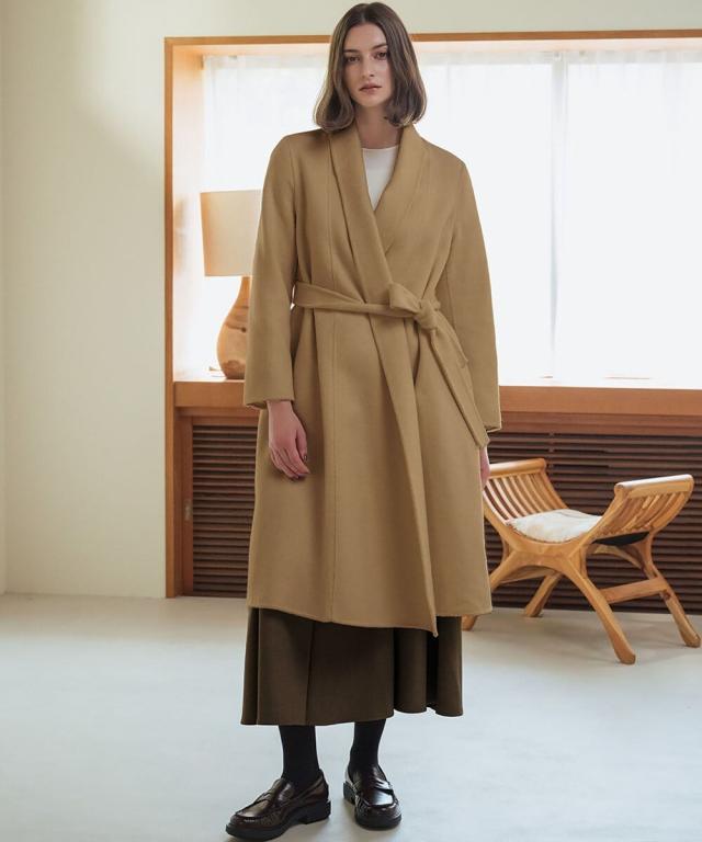 エルフランク（ELFRANK）/【ウール90％＋アルパカ10％】ノーカラー オーバーサイズ ロング丈 ガウンコート_3
