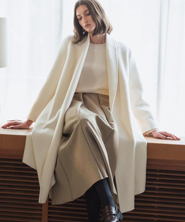 エルフランク（ELFRANK）/【ウール90％＋アルパカ10％】ノーカラー オーバーサイズ ロング丈 ガウンコート_2
