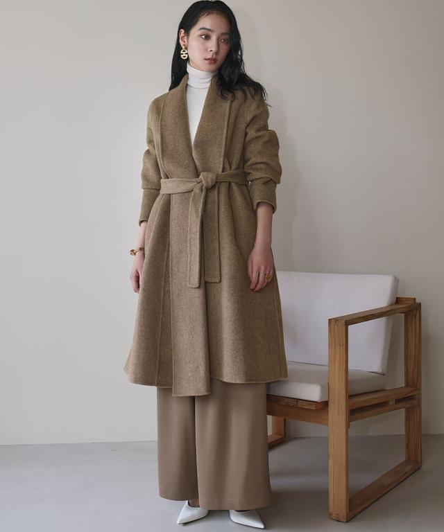 エルフランク（ELFRANK）/【ウール90％＋アルパカ10％】ノーカラー オーバーサイズ ロング丈 ガウンコート_5