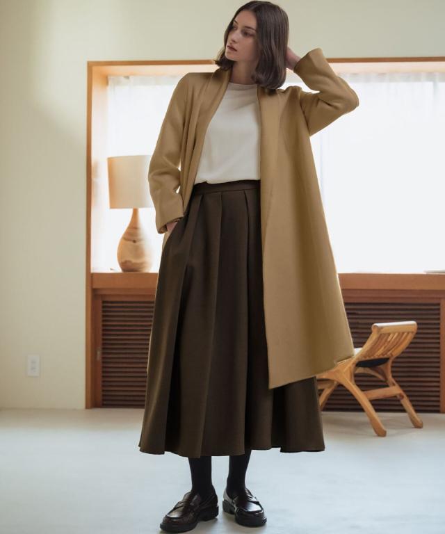 エルフランク（ELFRANK）/【ウール90％＋アルパカ10％】ノーカラー オーバーサイズ ロング丈 ガウンコート_8