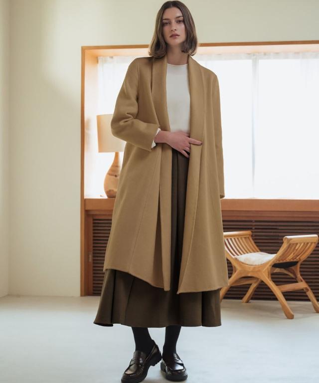 エルフランク（ELFRANK）/【ウール90％＋アルパカ10％】ノーカラー オーバーサイズ ロング丈 ガウンコート_9