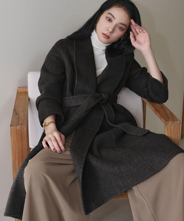 エルフランク（ELFRANK）/【ウール90％＋アルパカ10％】ノーカラー オーバーサイズ ロング丈 ガウンコート_11