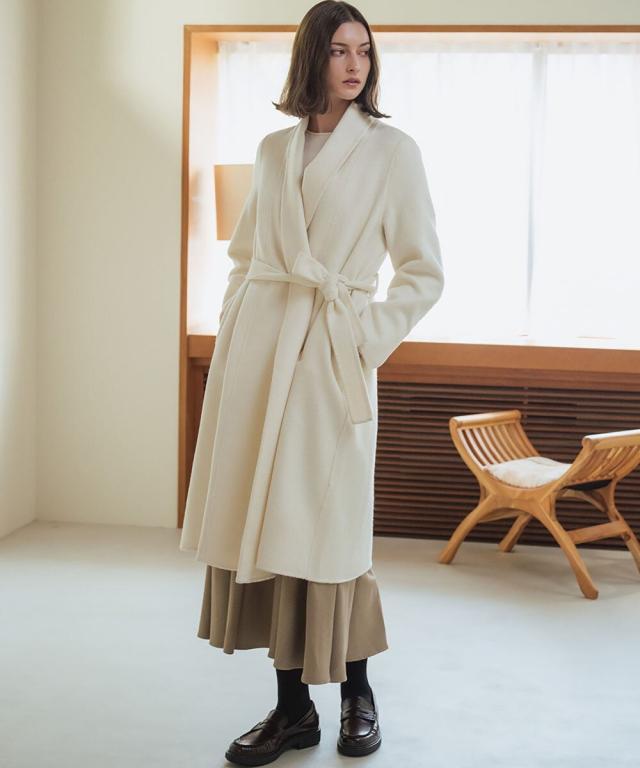 エルフランク（ELFRANK）/【ウール90％＋アルパカ10％】ノーカラー オーバーサイズ ロング丈 ガウンコート_12