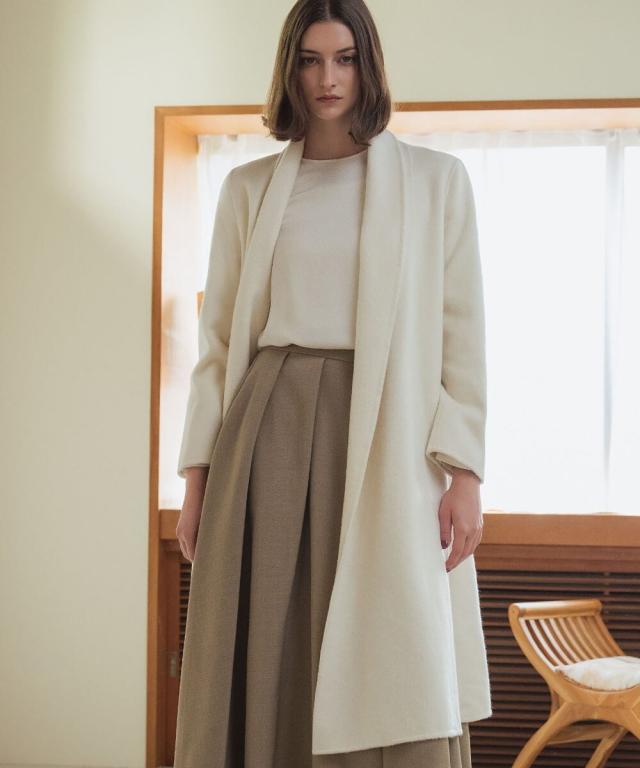 エルフランク（ELFRANK）/【ウール90％＋アルパカ10％】ノーカラー オーバーサイズ ロング丈 ガウンコート_13
