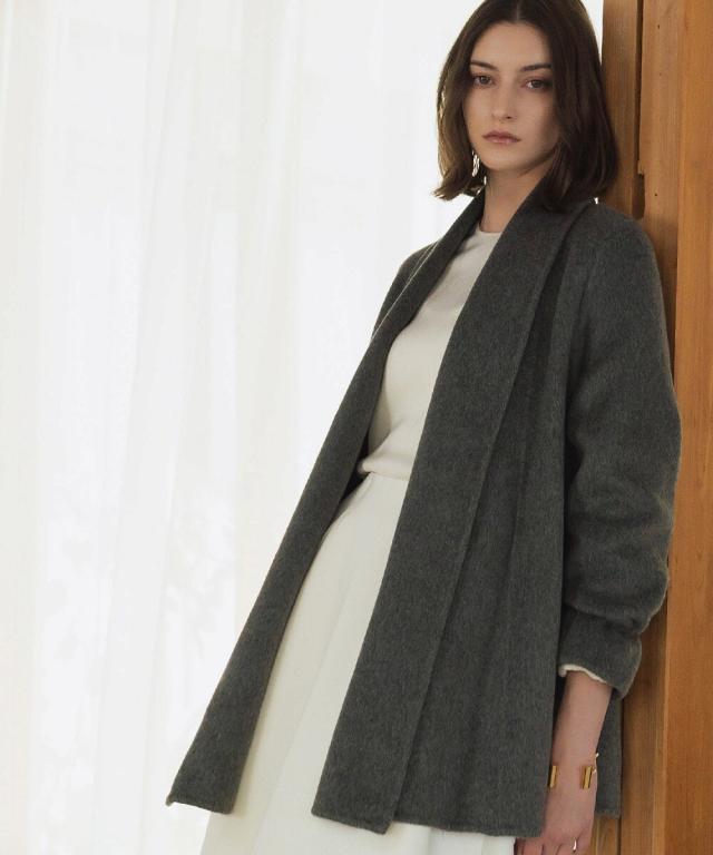 エルフランク（ELFRANK）/【ウール90％＋アルパカ10％】ショールカラー オーバーサイズ コート