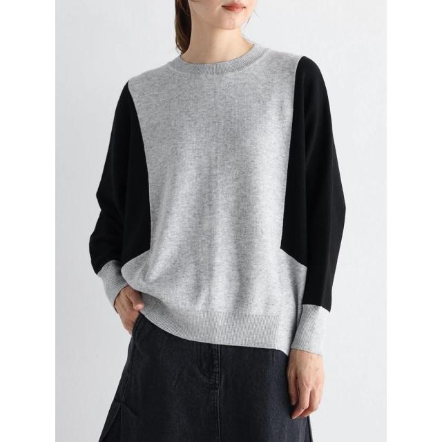 メドック オリジナル ホワイト（MEDOC Original White）/ドルマンスリーブ配色ニット