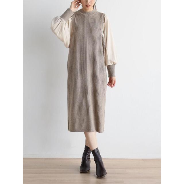 メドック オリジナル ホワイト（MEDOC Original White）/ボリュームスリーブリブニットワンピース