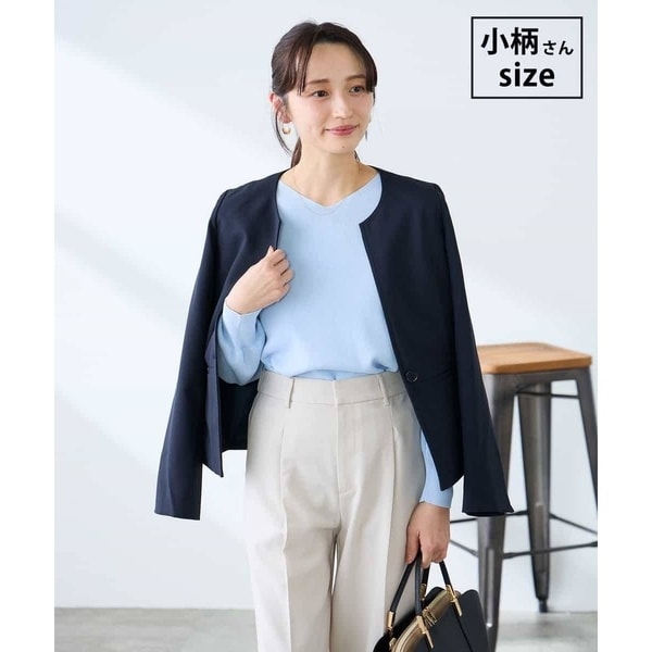 アー・ヴェ・ヴェ（a．v．v）/【低身長サイズ】【洗える/UVカット】リネンライクストレッチキーネックジャケット