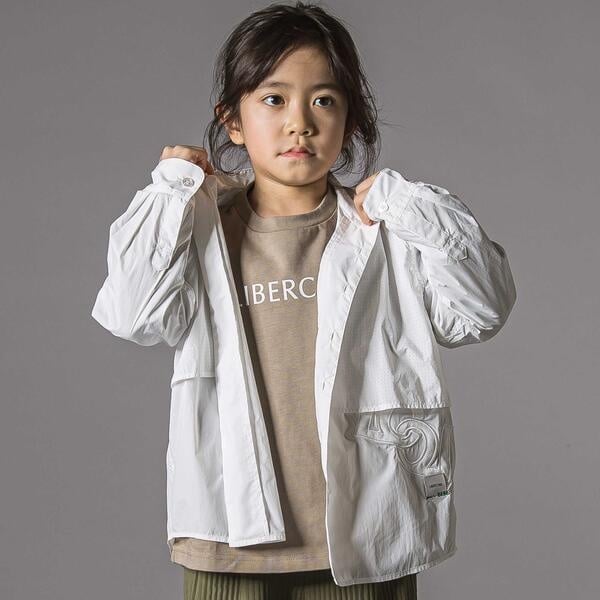 リベルコア パル べべ（LIBERCORE par BEBE）/【収納ポーチ付】ナイロンタフタレイヤード風バンドカラーシャツ親子お揃い(110~140cm)