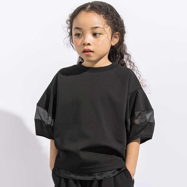 リベルコア パル べべ（LIBERCORE par BEBE）/ポンチシアー切り替えポワン袖Tシャツ親子お揃い(110~140cm)