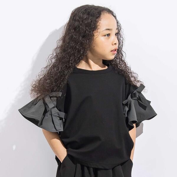 【NEW】リベルコア パル べべ（LIBERCORE par BEBE）/リムーバブルリボンフレア袖スムースプルオーバー親子お揃い(110~140cm)
