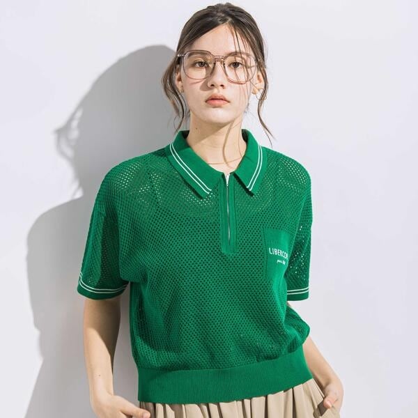 【NEW】リベルコア パル べべ（LIBERCORE par BEBE）/メッシュサマーコットンニットZIPポロシャツ親子お揃い大人(140~160cm)