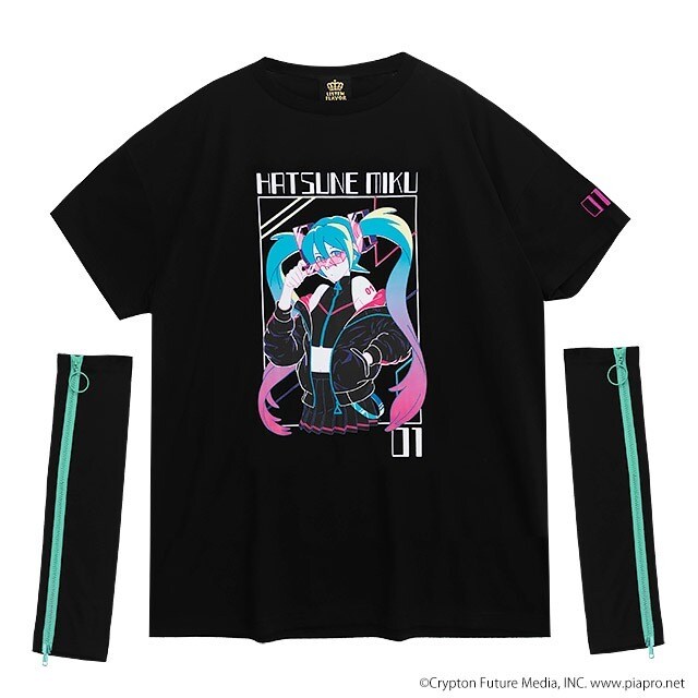LISTEN FLAVOR（LISTEN FLAVOR）/初音ミク アームカバー付トップス 【BLACK】初音ミク×リッスンフレーバー