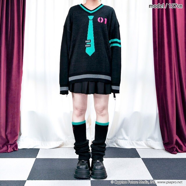 LISTEN FLAVOR（LISTEN FLAVOR）/初音ミク Vネックニット【BLACK】 / 初音ミク×リッスンフレーバー_9
