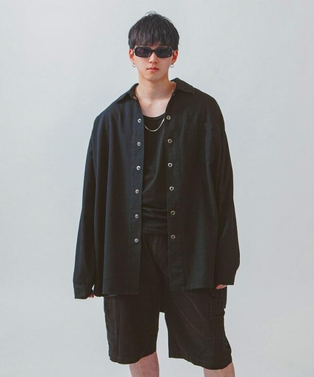 ジップファイブ（ZIP FIVE）/【drzw−009】WHITELINE COTTON CANVAS オーバーサイズシャツ
