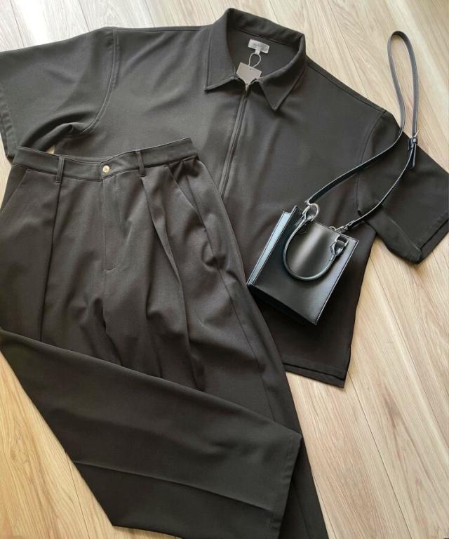 ニルウェイ（Nilway）/Dbuckle shirt ＆ 1tuck widestraight pants setup_4
