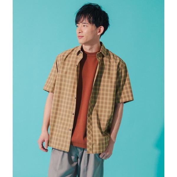 【NEW】パークスロープ ニューヨーカー（Park Slope NEWYORKER）/【ドライタッチ・ワッシャー加工・着回し】オンブレーチェック 半袖スマ