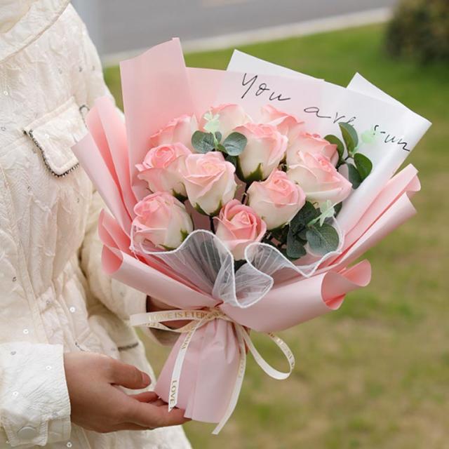 ソープフラワー ソープフラワーギフト バラ 光る LEDライト付き 花束