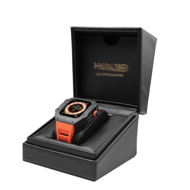 高級 アップルウォッチケース apple watch バンド カバー ラバー 一体型 カーボンファイバー ステンレス ケース メンズ ベルト Ultra ウルトラ 49mm 高級ベルト アップルウォッチ 交換ベルト ケースバンド 装着簡単 おしゃれ 腕時計 ケース 送料無料_4