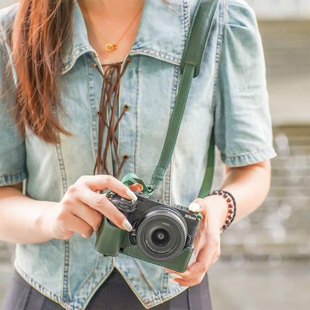 カメラ Nikon専用 保護ケース 傷つき防止 持ち運び 本革 ハーフケース ショルダーストラップ 肩掛け ショルダーベルト付き カメラケース ハーフカバー ケース シンプル 肩掛けベルト付き カメラ保護 NikonZF NikonZFC NikonZ5/Z6II/Z7II NikonZ30_4