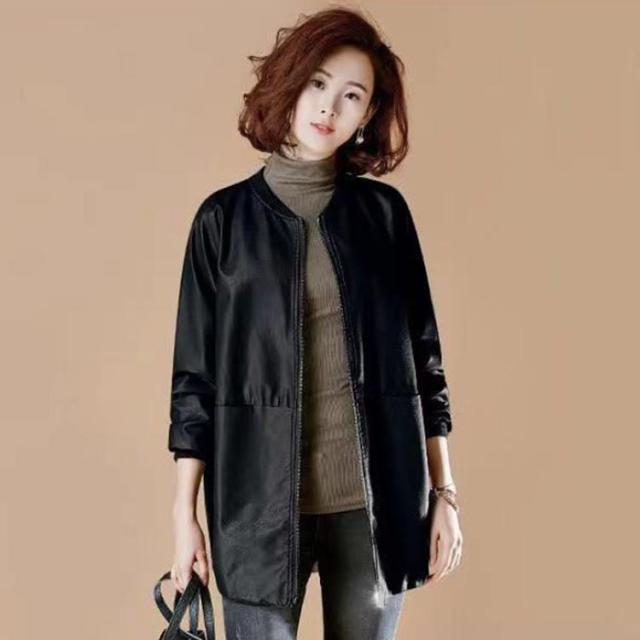 レザージャケット ノーカラー 革ジャン レディース 秋冬 本革 ラムレザー ブラック L850 | [JINLUN] ノーカラージャケット レディース 本革 レザー