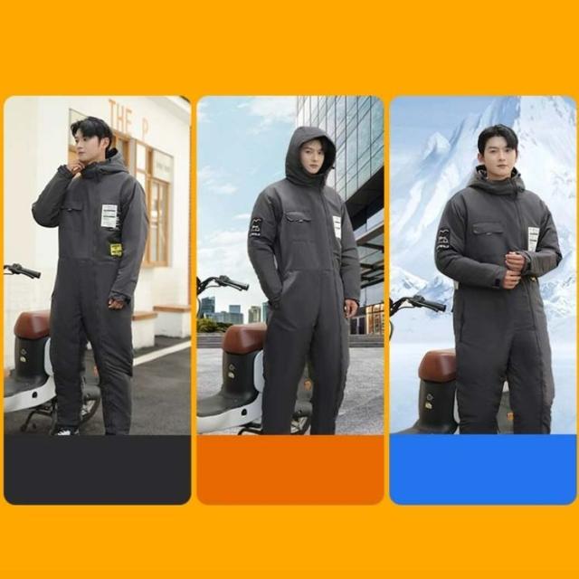 ツナギ服 作業服 防寒着上下 オーバーオール メンズ 長袖 防水 つなぎ服 暖かい フード付き レディース 男女兼用 保温 防寒 中綿 防寒つなぎ ウェア スノボ 防風 スキー 部屋着 寝間着 秋冬 防寒つなぎ 作業着 バイク 釣り キャンプ レジャー アウトドア_3