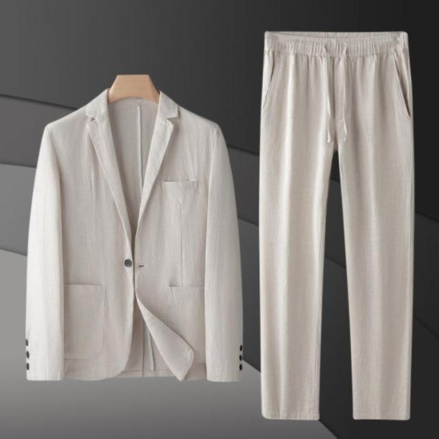 ビジネススーツ メンズファッション 麻セットアップ スーツ メンズ