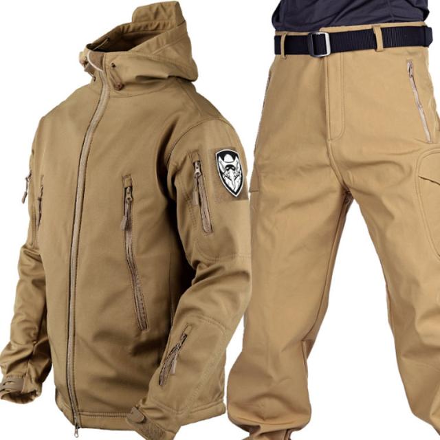 フード ジャケット 迷彩柄 メンズ 透湿 戦闘服 裏起毛 2点セット 戦闘