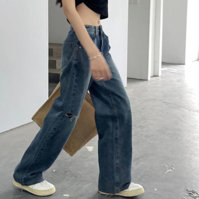 デニムパンツ レディース サイドスリット デニム ジーンズ