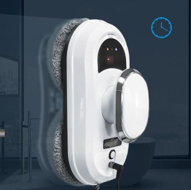 10枚替えのマイクロファイバー付き 窓拭きロボット 窓拭き機 お掃除ロボット 落下防止 窓掃除 AI機能搭載 リモコン付き 屋内屋外 軽量 真空吸着 乾拭き 窓ガラス掃除 小型 天井用 高所 高層窓 高所 自動窓掃除機