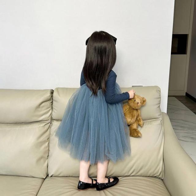 長袖ワンピース 韓国子供服 韓国子ども服 韓国こども服 女の子 キッズ 春 秋 春夏新作☆韓国風子供服☆キッズ服☆女の子 長袖 ドレス キッズ