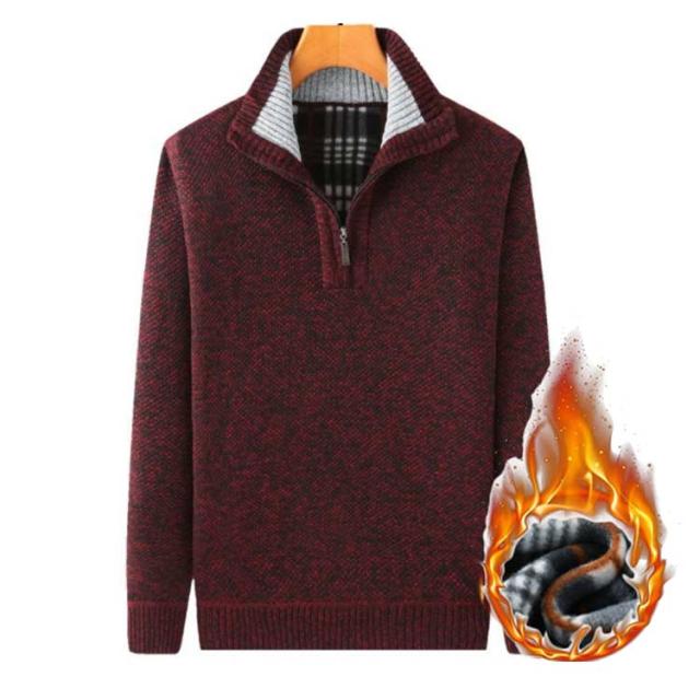 オフィス メンズ 長袖 ハーフジップ セーター シンプル ニットセーター