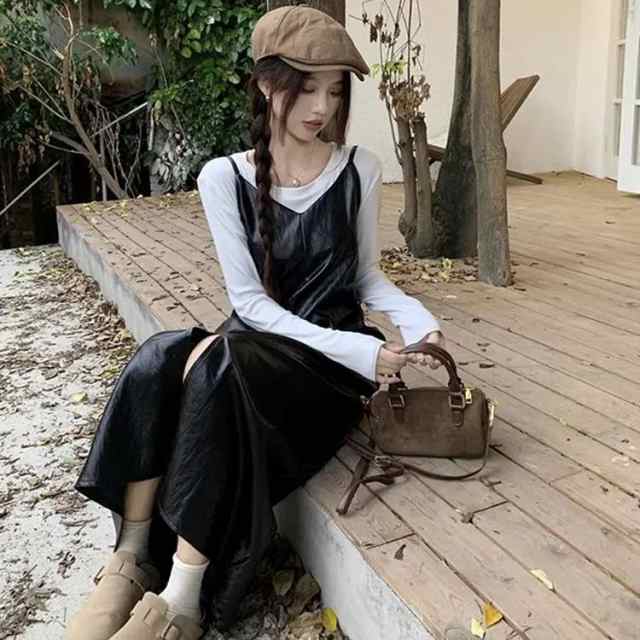 女子 デイリー マキシ丈 ロングワンピース スリット入り