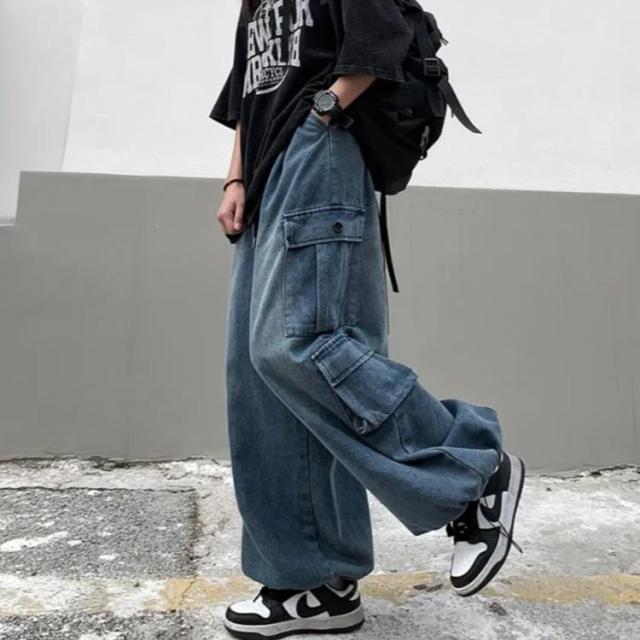 hurtbasuketto] デニムパンツ メンズ ズボン ウォッシュド加工 ストレート ボトムス ロングパンツ ジーパン ワイド  hurtbasuketto] ロングパンツ メンズ デニムパンツ ズボン ジーパン ストレートジーンズパンツ ダメージジーンズ レ メンズ  ストレートデニム ダメージ ... [hurtbasuketto] デニムパンツ ストレート ジーンズ メンズ ジーパン ウォッシュド加工 ズボン 調整紐 ロングパンツ