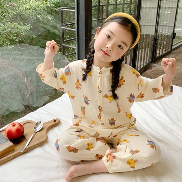 寝巻き キッズ コットン キッズパジャマ 2セット スリーパー ガーゼ  