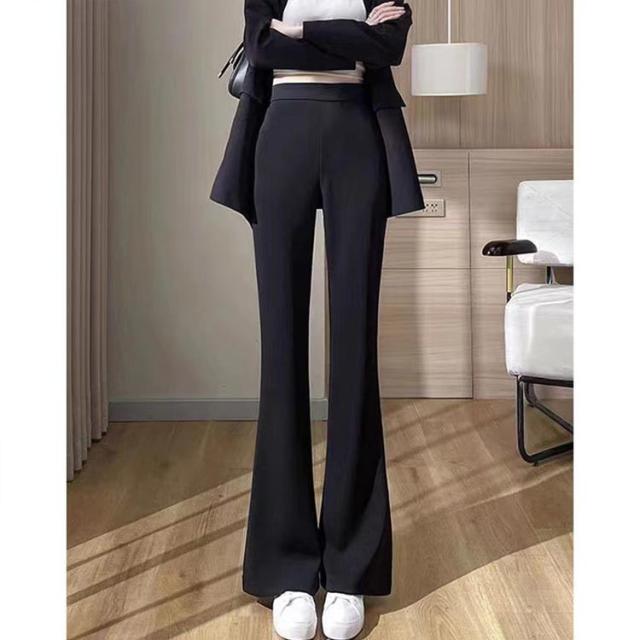 変形　フレアパンツ　スラックス　ベルボトム　ブーツカット　黒　ボンディング パンツ フレアパンツ ベルボトムパンツ ブーツカット ストレッチ