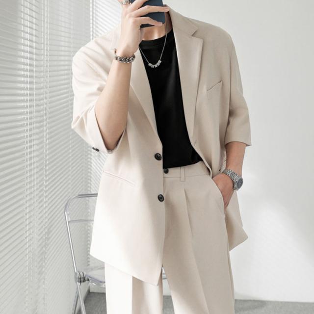 テーラードジャケット 七分袖 セットアップ ファッション カジュアルスーツ 韓国 ゆったり レディース 上下セット ジャケット セットアップ セットアップ メンズ スラックス 春 秋 カジュアル おしゃれ メンズ テーラードジャケット 七分袖 セットアップ ファッション カジュアル