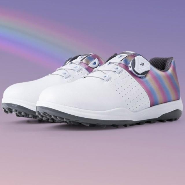 靴 合皮 レディース 防水 スパイクレス ソフトスパイク 通気性 大きいサイズ ゴルフシューズ ダイヤル式 シューズ 虹 レインボー ゴルフ用 ゴルフシューズ メンズ 靴 合皮 レディース 防水 スパイクレス ソフトスパイク 通気性 大きい