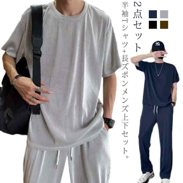 通販 セットアップ メンズ おしゃれ 接触冷感 半袖 夏 2点セット 服&ファッション小物