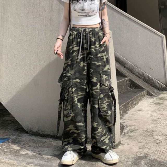 カーゴパンツ カモフラージュ柄 おしゃれ ストリート ロング